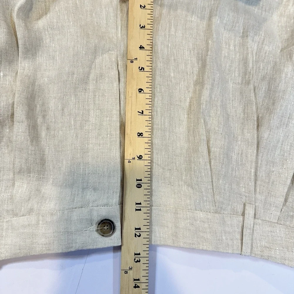 Banana Republic 100% Linen Pleated Wide Leg Pants Women's Natural Beige 12 Long
